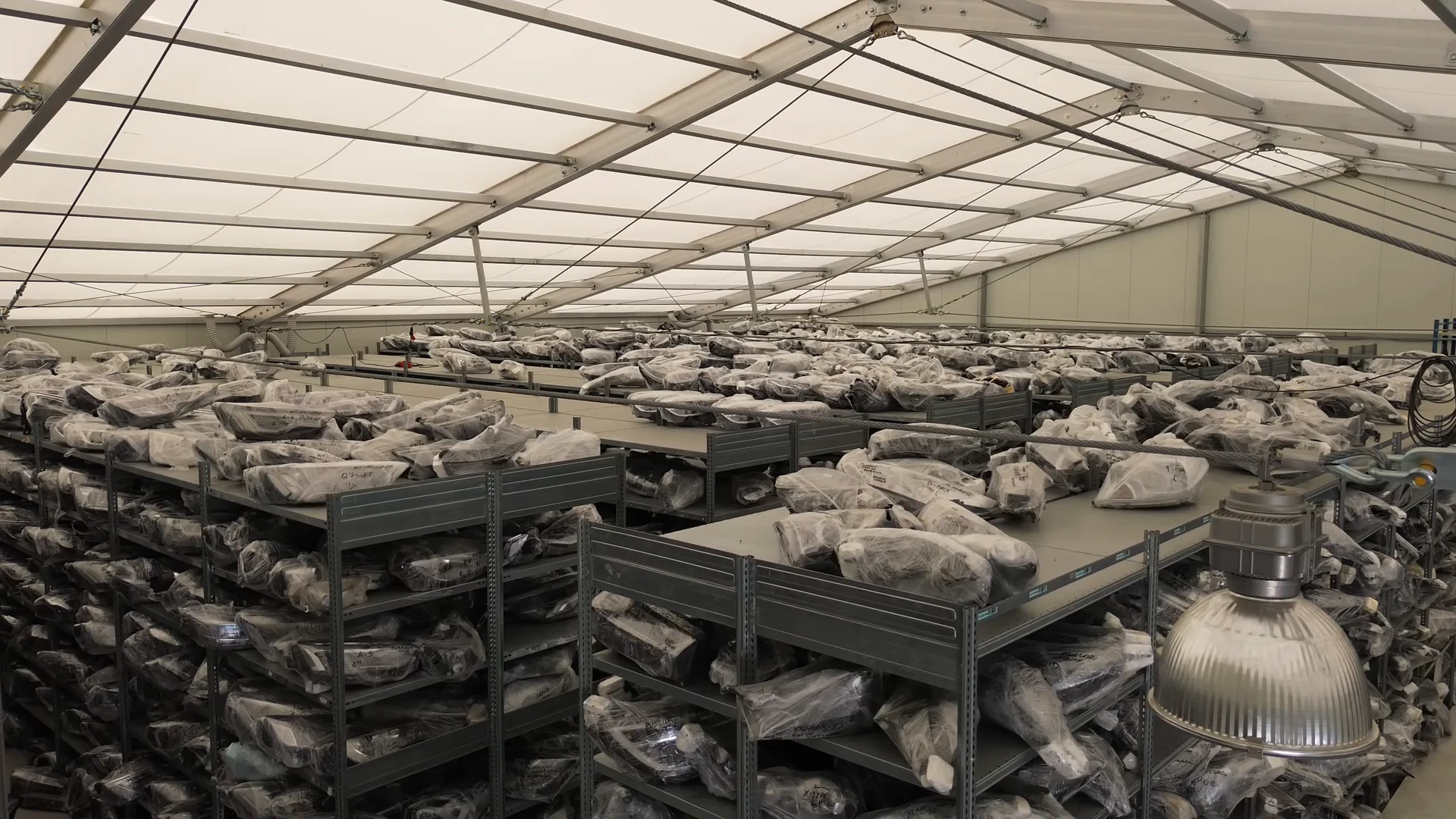 A camera flight down the racking in the ILUMI hall